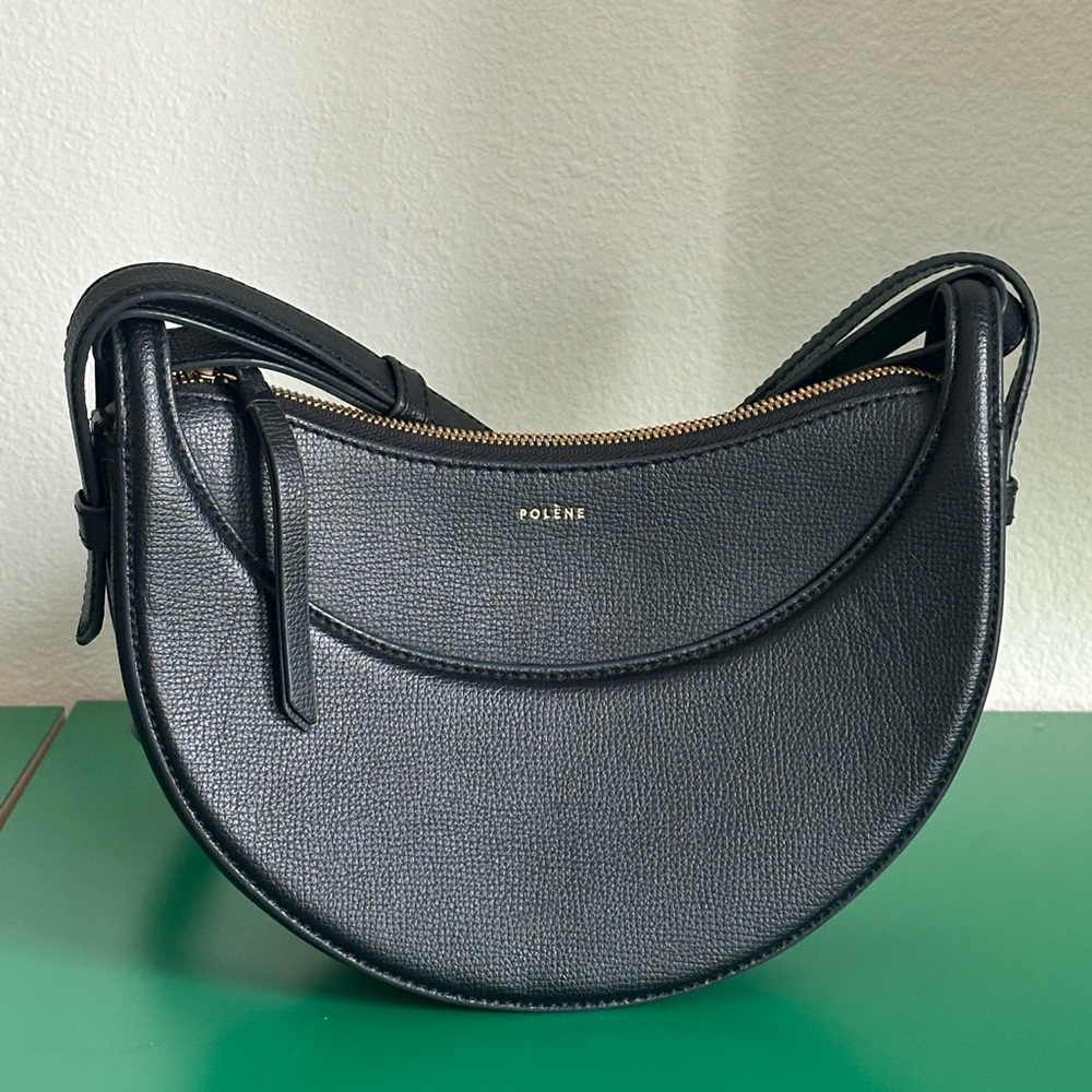 Polène Numéro Dix Bag – Black Textured Leather – Full Set